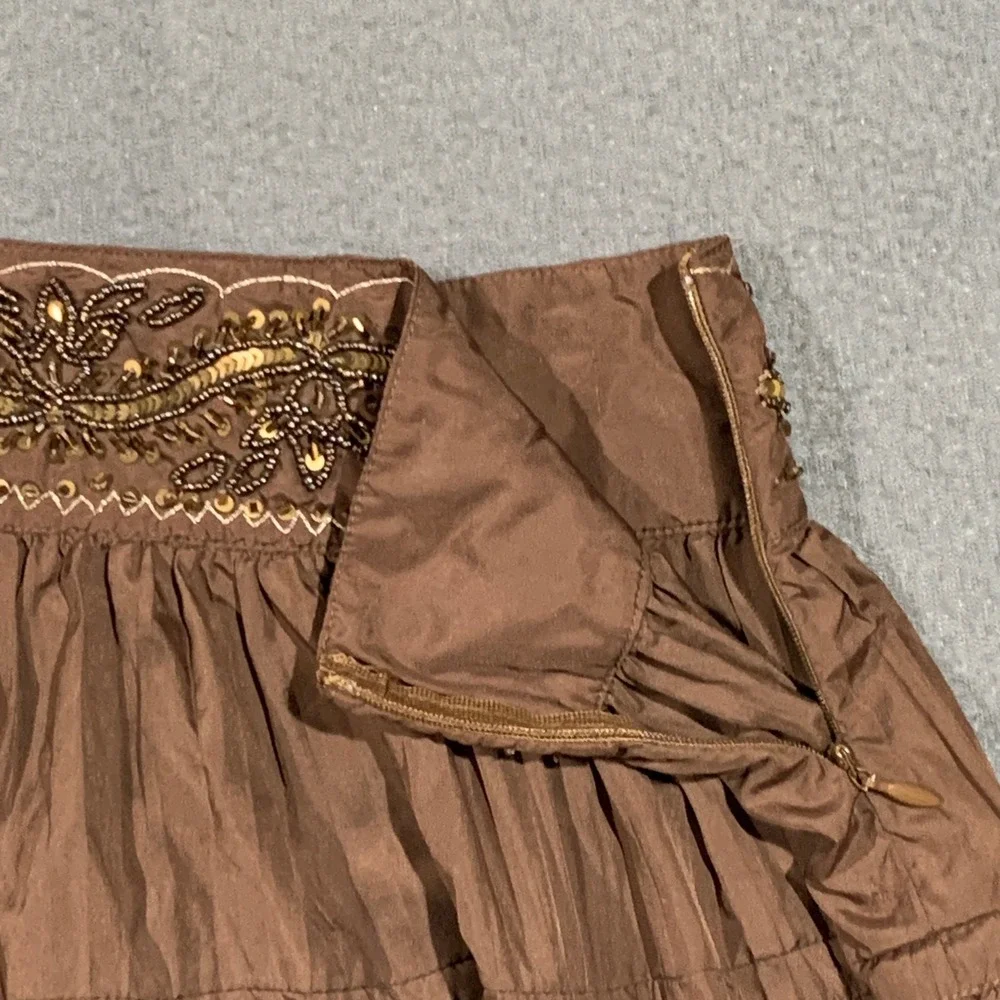 GAP Kids Skirt Girls Size Small Fairy Chocolate‎ Brown Beaded Waist Pleated Boho
